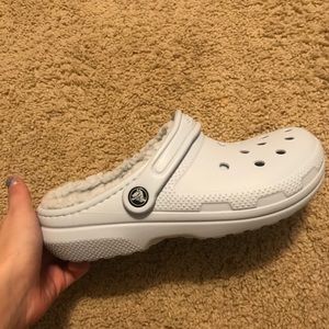 brand new light blue fuzzy crocs